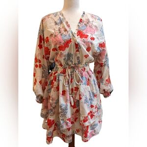 Lalla Nissa Dress, Mini, Floral, Plunge V neck, ruffle tiered, feminine,…